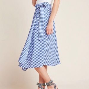 Anthropologie Maeve Glenna Gingham MIDI Skirt